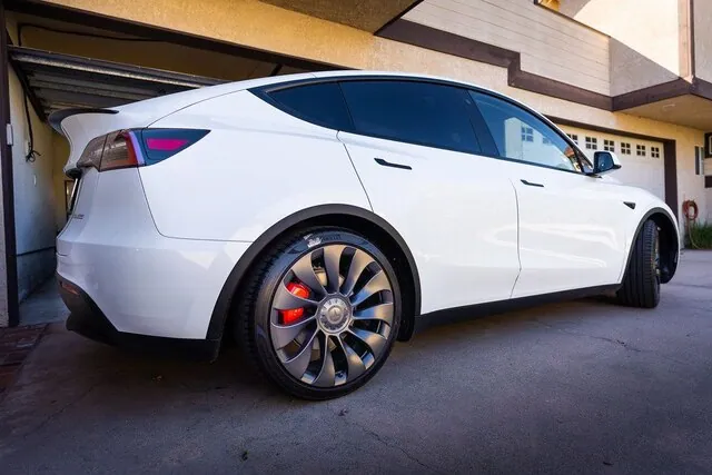 tesla model y white performance